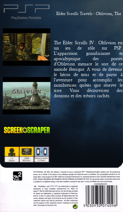 Elder Scrolls Travels - Oblivion, The — box-2D-back (SS)