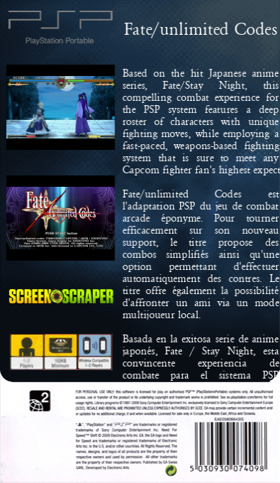 Fate/unlimited Codes — box-2D-back (SS)