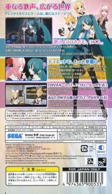Hatsune Miku - Project Diva 2nd — box-2D-back (JP)