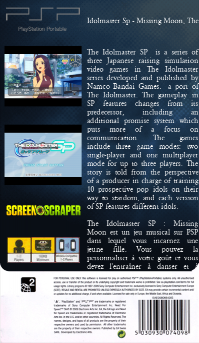 Idolmaster Sp - Missing Moon, The — box-2D-back (SS)