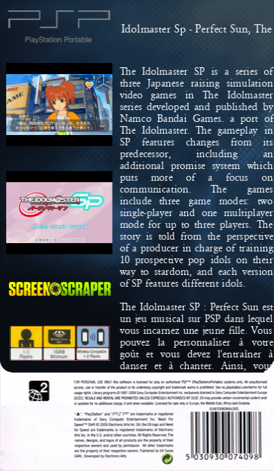 Idolmaster Sp - Perfect Sun, The — box-2D-back (SS)