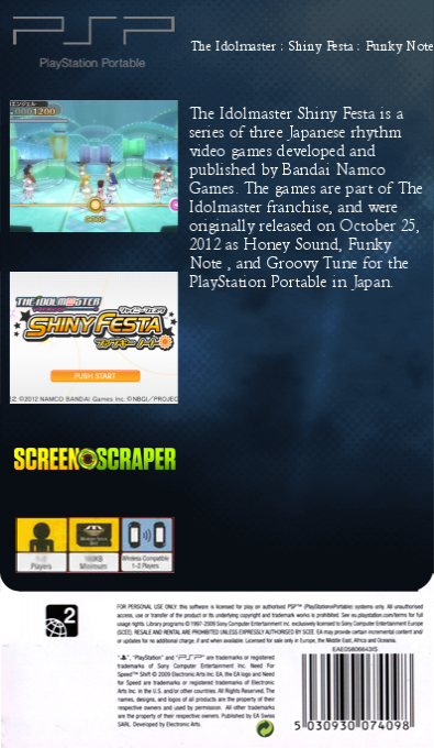 Idolmaster - Shiny Festa - Funky Note, The — box-2D-back (SS)