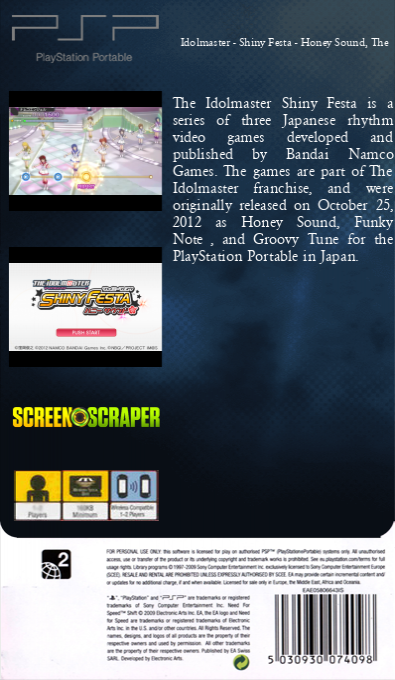 Idolmaster - Shiny Festa - Honey Sound, The — box-2D-back (SS)