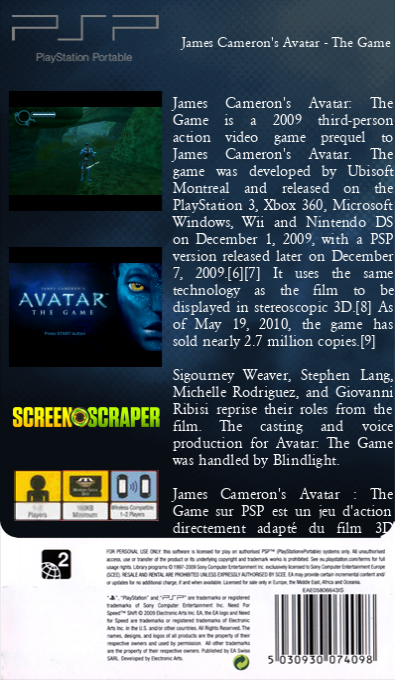 James Cameron's Avatar - The Game — box-2D-back (SS)