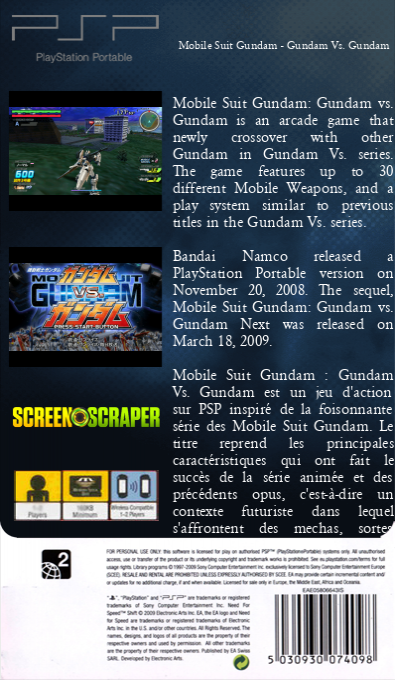 Mobile Suit Gundam - Gundam Vs. Gundam — box-2D-back (SS)