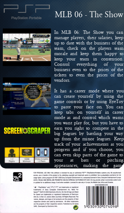 MLB 06 - The Show — box-2D-back (SS)