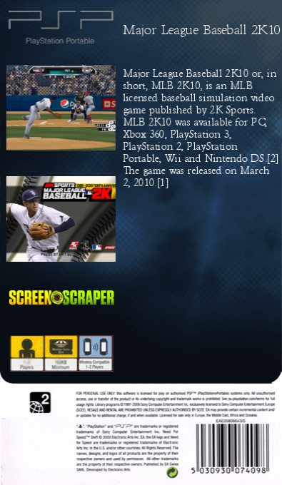 Major League Baseball 2k10 — box-2D-back (SS)