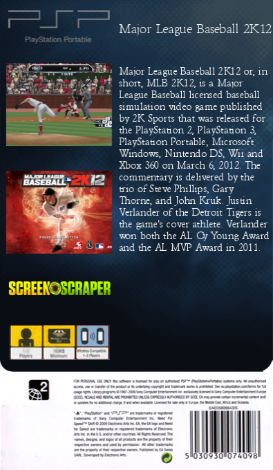 Major League Baseball 2k12 — box-2D-back (SS)