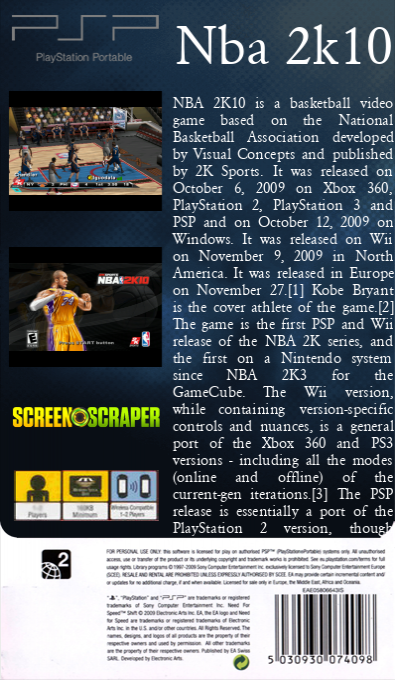 Nba 2k10 — box-2D-back (SS)