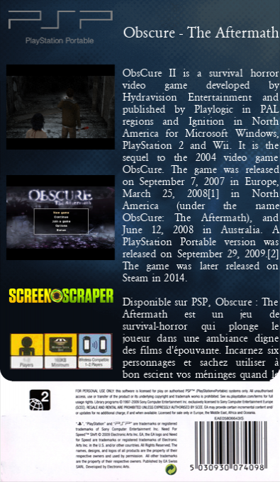 Obscure - The Aftermath — box-2D-back (SS)