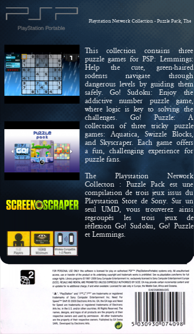 PlayStation Network Collection - Puzzle Pack — box-2D-back (SS)