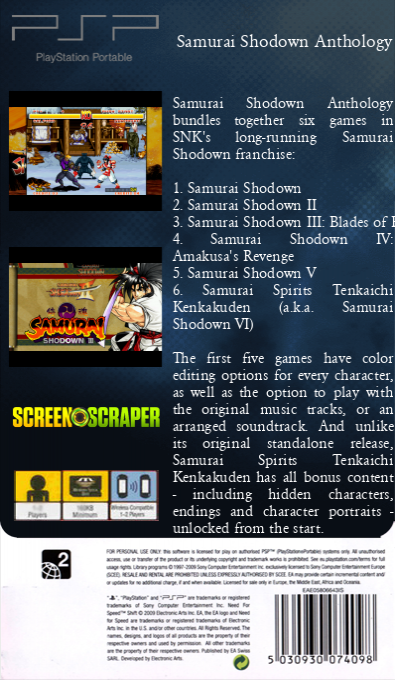 Samurai Shodown Anthology — box-2D-back (SS)