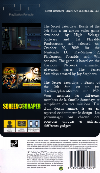 Secret Saturdays - Beasts Of The 5th Sun, The — box-2D-back (SS)
