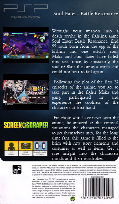 Soul Eater - Battle Resonance — box-2D-back (SS)