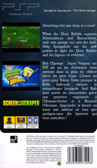Nickelodeon SpongeBob SquarePants - The Yellow Avenger — box-2D-back (SS)