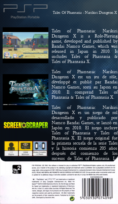 Tales of Phantasia - Narikiri Dungeon X — box-2D-back (SS)