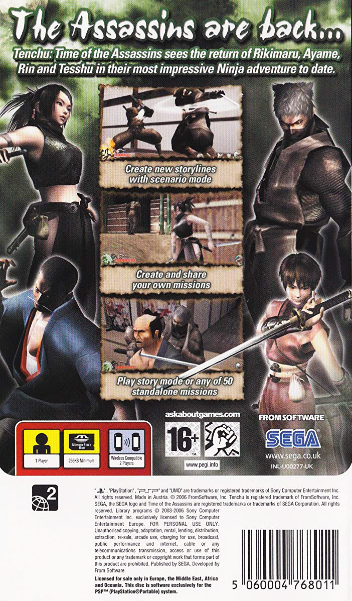Tenchu - Time of the Assassins — box-2D-back (EU)