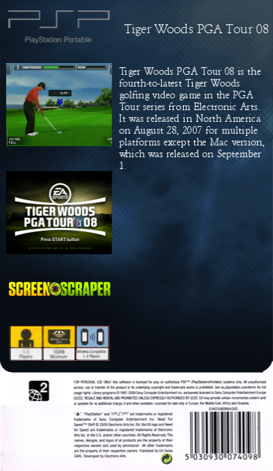 Tiger Woods PGA Tour 08 — box-2D-back (SS)