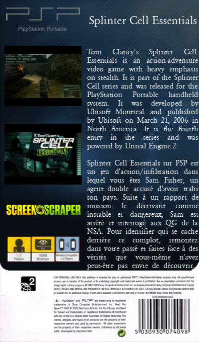 Tom Clancy's Splinter Cell - Essentials — box-2D-back (SS)