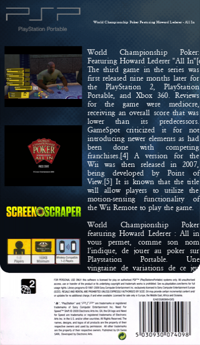 World Championship Poker featuring Howard Lederer - All In — box-2D-back (SS)