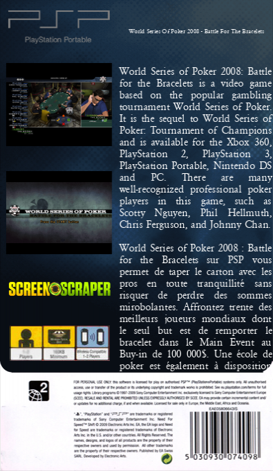 World Series of Poker 2008 - Battle for the Bracelets — box-2D-back (SS)