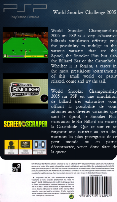 World Snooker Challenge 2005 — box-2D-back (SS)