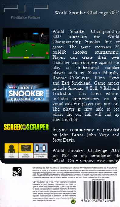 World Snooker Challenge 2007 — box-2D-back (SS)