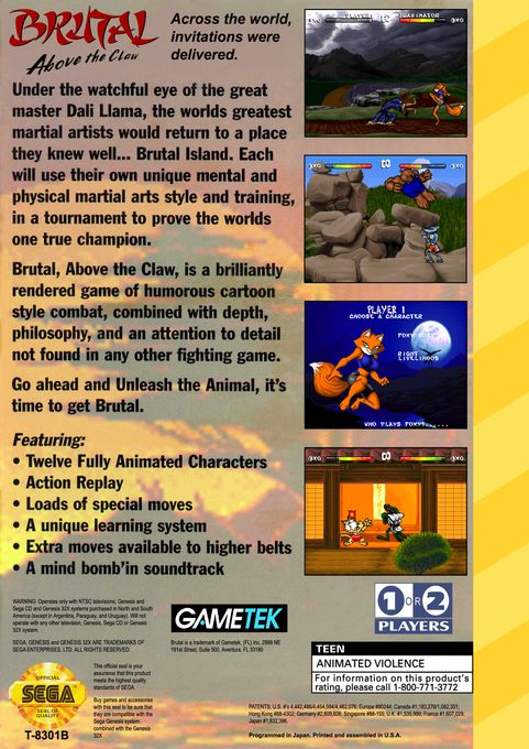 Brutal Unleashed - Above The Claw — box-2D-back (US)