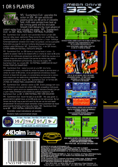NFL Quarterback Club — box-2D-back (EU)