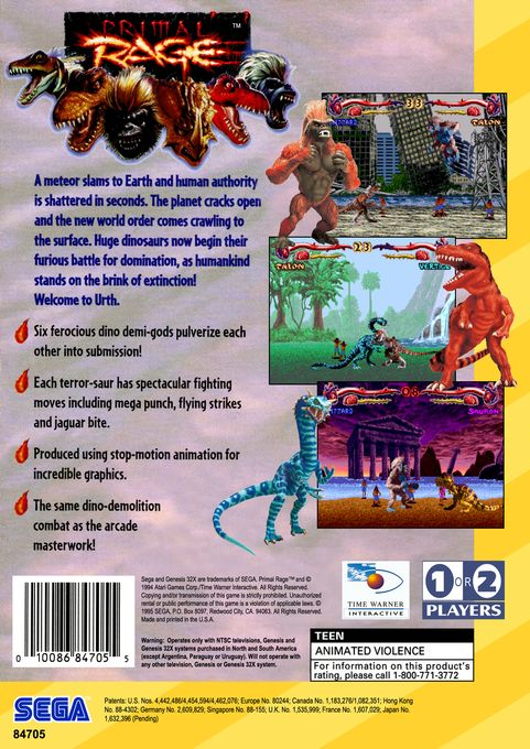Primal Rage — box-2D-back (US)