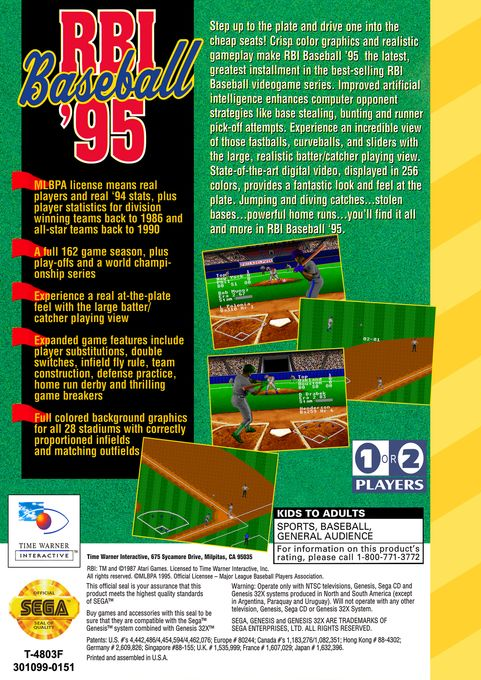 Rbi Baseball '95 — box-2D-back (US)