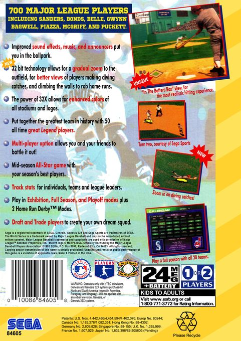 World Series Baseball — box-2D-back (US)