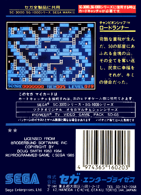 Championship Lode Runner — box-2D-back (JP)