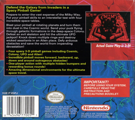 Galactic Pinball — box-2D-back (US)