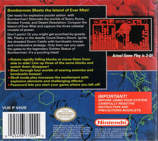 Panic Bomber — box-2D-back (US)