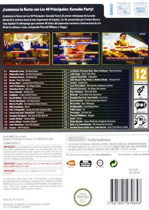 40 Principales, Los - Karaoke Party — box-2D-back (SP)