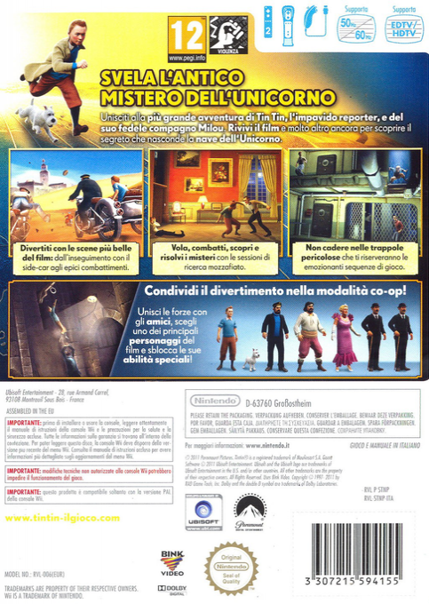 Adventures of Tintin, The - The Secret of the Unicorn — box-2D-back (IT)