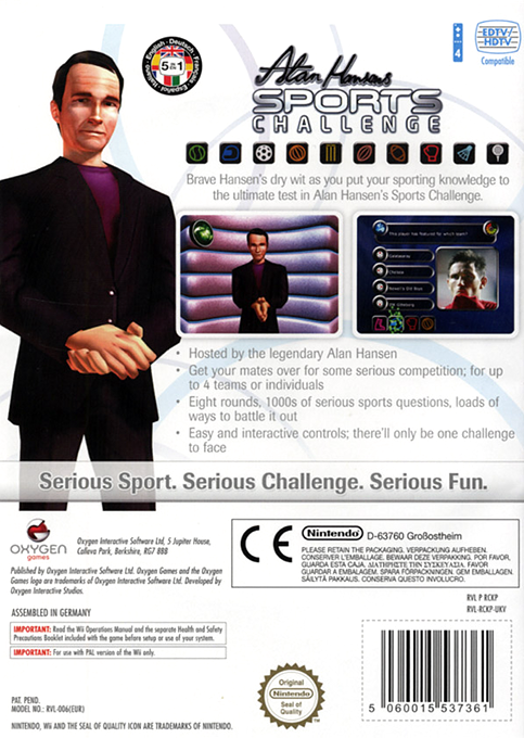 Alan Hansen's Sports Challenge — box-2D-back (EU)