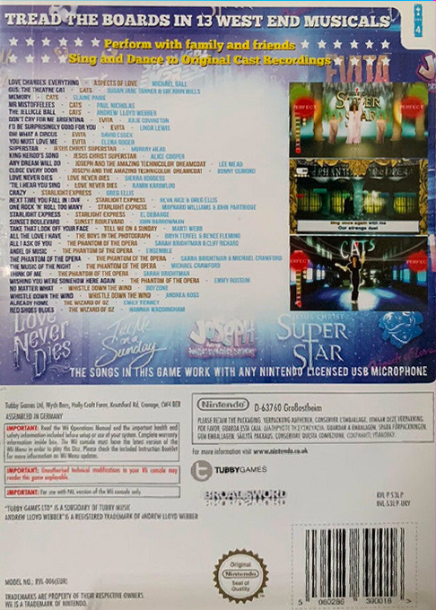 Andrew Lloyd Webber Musicals - Sing And Dance — box-2D-back (EU)