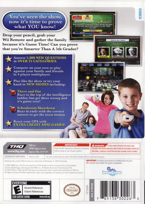Are You Smarter Than A 5th Grader - Game Time — box-2D-back (US)