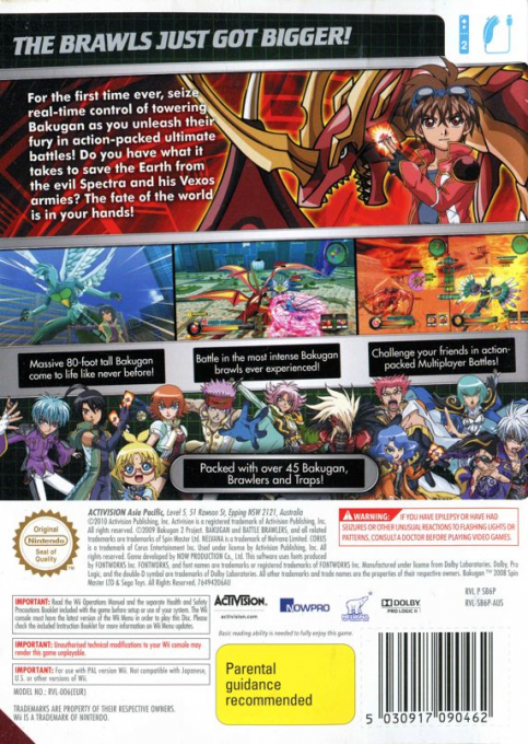 Bakugan Battle Brawlers - Les Protecteurs De La Terre — box-2D-back (AU)