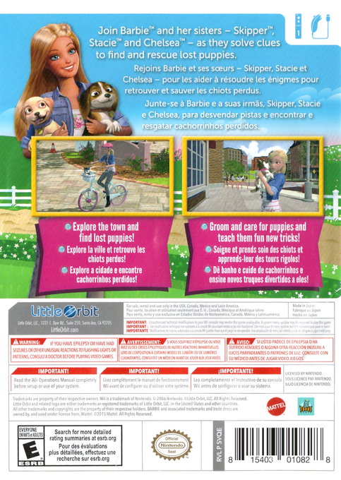 Barbie And Her Sisters Puppy Rescue — box-2D-back (US)