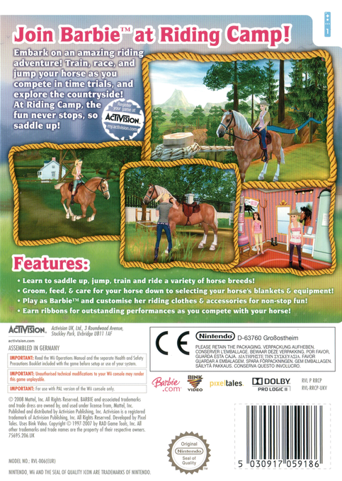 Barbie Cavalière - Stage D'equitation — box-2D-back (UK)