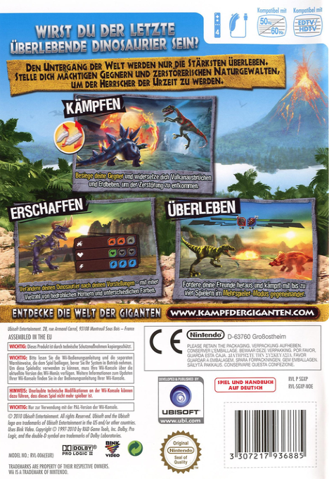 Combat De Géants - Dinosaures — box-2D-back (DE)