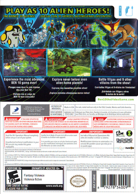 Ben 10 - Alien Force - Vilgax Attacks — box-2D-back (US)