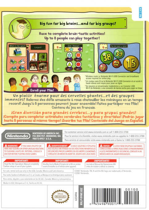 Big Brain Academy - Wii Degree — box-2D-back (US)