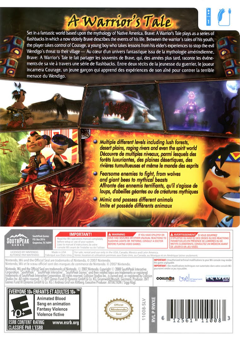 Brave - A Warrior's Tale — box-2D-back (US)