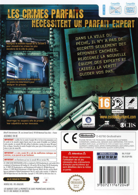 CSI - Crime Scene Investigation - Deadly Intent — box-2D-back (FR)