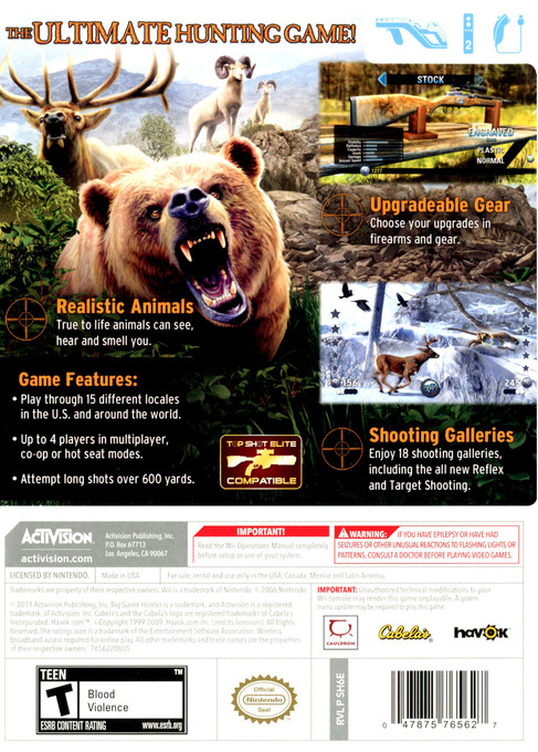 Cabela's Big Game Hunter 2012 — box-2D-back (US)