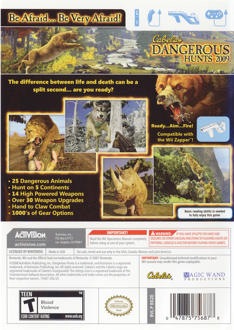 Cabela's Dangerous Hunts 2009 — box-2D-back (US)